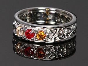 Christopher Michael designed Celtic Style Mothers Ring With Three 3mm Natural Birthstones - mothers family rings