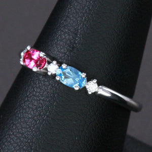 2 Birthstone Christopher Michael Designed Ring With Oval Birthstones Set East to West* - MothersFamilyRings.com
