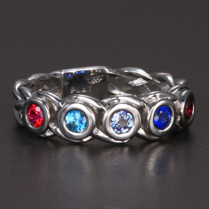 Custom Designed  by Christopher Michael Mothers Ring With Five Bezeled 3mm Birthstones* - MothersFamilyRings.com
