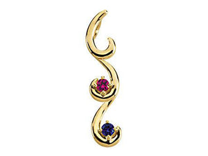 Flowing Drop Mother's Pendant with 2 Natural Birthstones - mothers family rings