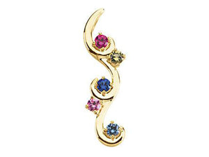 Flowing Drop Mother's Pendant with 5 Natural Birthstones - mothers family rings