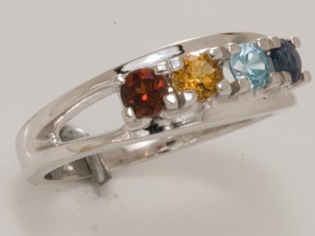 Four Birthstone Split Shank Mothers Ring* - MothersFamilyRings.com