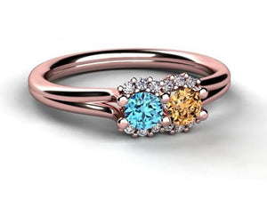 Mother's Ring With Fine Diamond and Two Natural Birthstones* designed by Christopher Michael