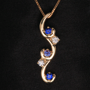 Flowing Drop Mother's Pendant with 5 Natural Birthstones