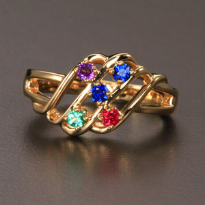 Wave Mothers Ring with Five Fine Natural Birthstones* - MothersFamilyRings.com