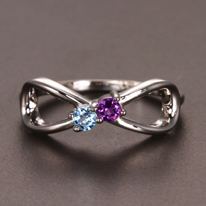 2 Stone Infinity Mothers Ring | Free Shipping - MothersFamilyRings.com