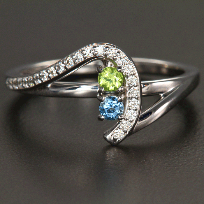 Mothers ring with two birthstones deals