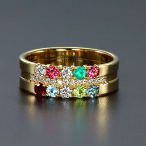 10 Birthstone Mothers Ring with Diamonds* Christopher Michael Design - MothersFamilyRings.com