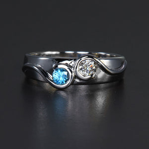 Larger Round Fine Natural Two Birthstone Mothers Ring* designed by Christopher Michael - MothersFamilyRings.com