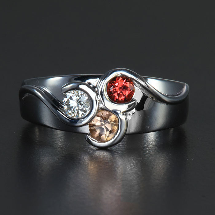 Custom 14k Gold 3-Stone Family Ring
