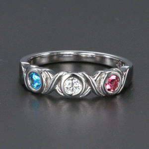 3 Stone Bezeled Hugs and Kisses Mothers Ring* Designed by Christopher Michael - MothersFamilyRings.com