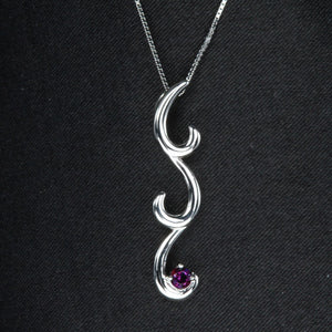 Flowing Drop Mother's Pendant with One Natural Birthstone