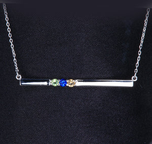 Bar Necklace for Mom 3 Birthstones