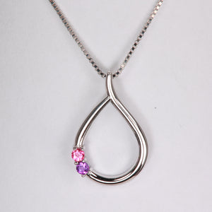 Teardrop Mothers Pendant with 2 Natural Gemstones* - MothersFamilyRings.com