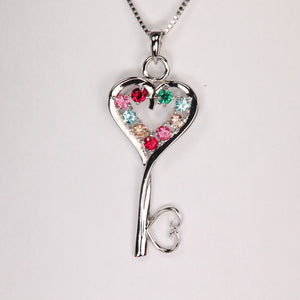 Nine Birthstone Key To Hearts Mothers Pendant* Christopher Michael Design