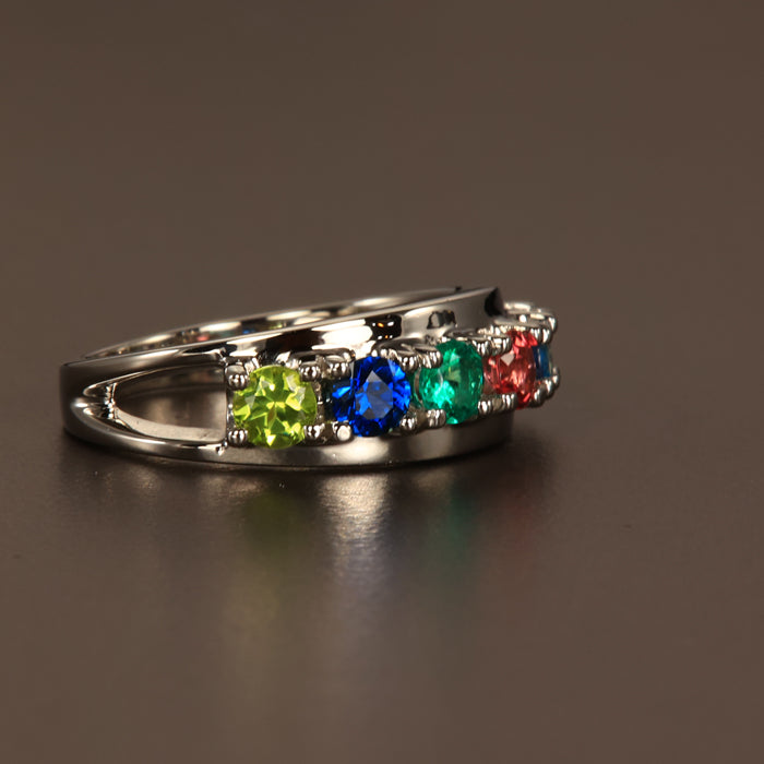 Six Birthstone Split Shank Mothers Ring* - MothersFamilyRings.com