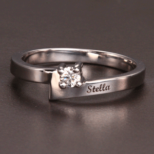 Engraved Ring With One 3mm Natural Gem* - MothersFamilyRings.com