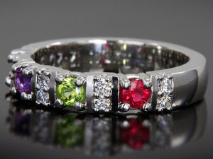 Our Most Popular Mothers ring with Four Larger 3.5 mm Gems by Christopher Michael - mothers family rings