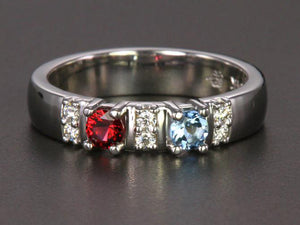 Our Most Popular Mothers ring with Two Larger 3.5 mm Gems by Christopher Michael - mothers family rings