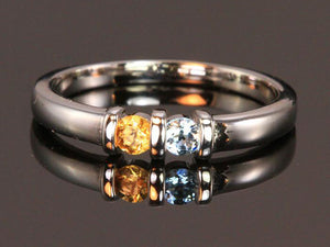 Two Birthstone Channel Set Mothers Ring* - MothersFamilyRings.com
