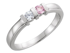 Two Birthstone Channel Set Mothers Ring* - MothersFamilyRings.com