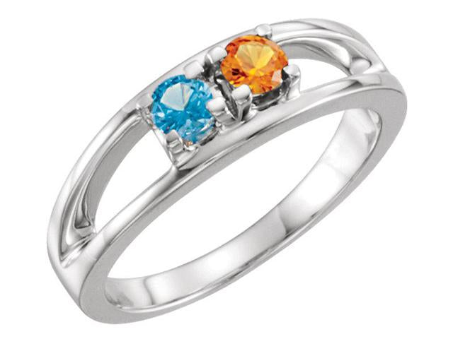 Two Birthstone Split Shank Mothers Ring* - MothersFamilyRings.com