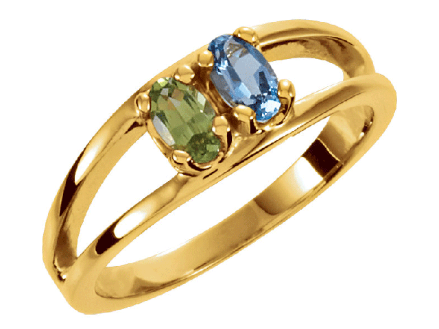 Gold mothers ring hotsell 2 stones