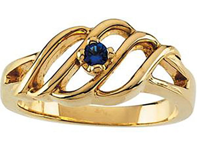 Wave Mothers Ring with One Fine Natural Birthstones - MothersFamilyRings.com