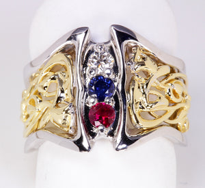Art Nouveau Inspired 3 Birthstone Mothers Ring* Christopher Michael Design