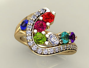 Seven Birthstone Custom Mothers Ring With Fine Cut Diamonds* by Christopher Michael