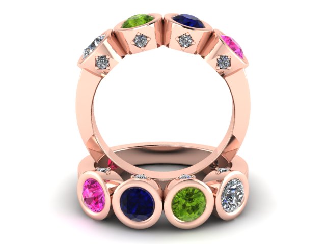 Christopher Michael Design with 4 Bezel Set Gemstones and Diamonds