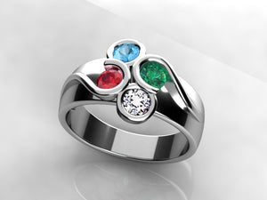 Larger Round Fine Natural Four Gem Mothers Ring* designed by Christopher Michael