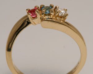 3 Stone Bypass Mothers Ring 3mm Birthstones* - MothersFamilyRings.com