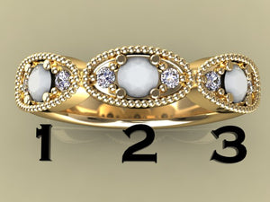 Classy 3 Birthstone Mothers Ring by Christopher Michael with Fine Cut Diamonds* - MothersFamilyRings.com