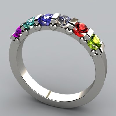 6 Stone Christopher Michael Design Mother&#39;s Ring / Band Heart* - MothersFamilyRings.com
