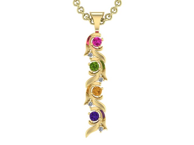 Christopher Michael Vine of Life Pendant Four Stone  with Diamonds*