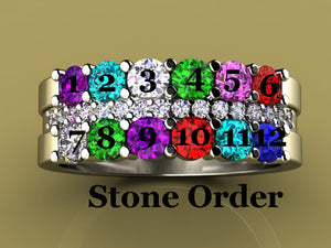 12 Stone Mothers Ring with Diamonds* Christopher Michael Design