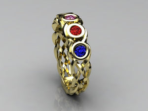 Custom Designed  by Christopher Michael Mothers Ring With Five Bezeled 3mm Birthstones*