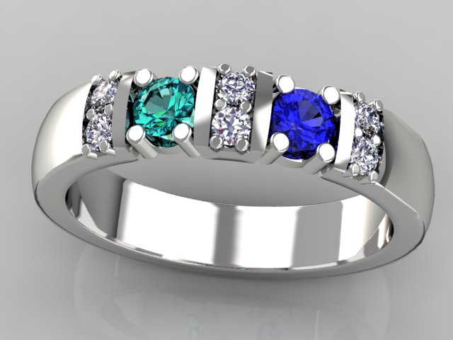 Our Most Popular Mothers ring with Two Larger 3.5 mm Gems by Christopher Michael*