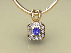 1 Birthstone Mothers Pendant with Diamonds Around by Christopher Michael* - MothersFamilyRings.com