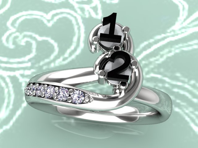 Curled Two Birthstone Mother Ring with Diamond* Christopher Michael Design - MothersFamilyRings.com