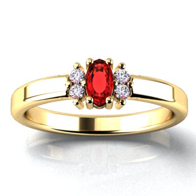 1 Stone Oval Birthstone Ring with Fine Diamonds Designed by Christopher Michael - MothersFamilyRings.com