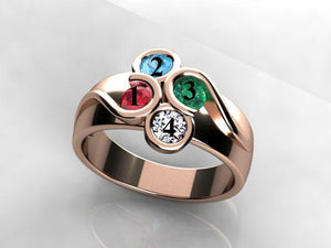 Larger Round Fine Natural Four Gem Mothers Ring* designed by Christopher Michael