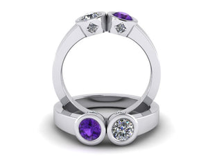Christopher Michael Design with 2 Bezel Set Gemstones and Diamonds