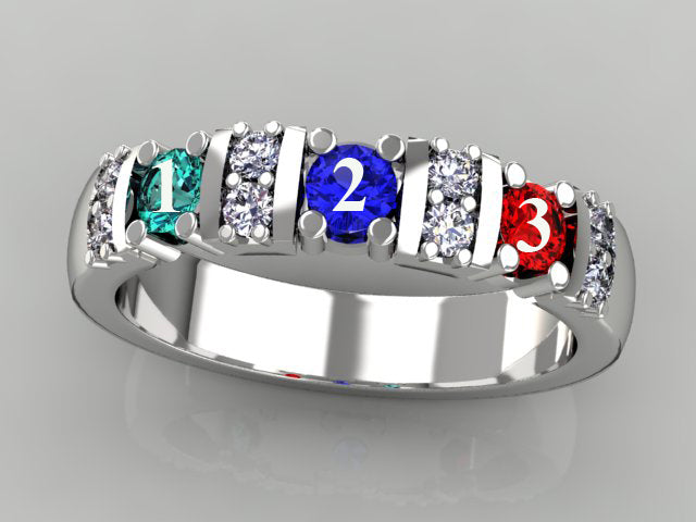 Our Most Popular Mothers ring  with Three Larger 3.5 mm Gems by Christopher Michael*