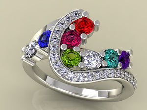 Eight Birthstone Custom Mothers Ring With fine Cut Diamonds* by Christopher Michael