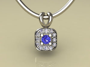 1 Birthstone Mothers Pendant with Diamonds Around by Christopher Michael* - MothersFamilyRings.com