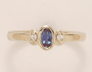 Bezeled One Stone Oval Mothers Ring With Diamond* Designed by Christopher Michael - MothersFamilyRings.com
