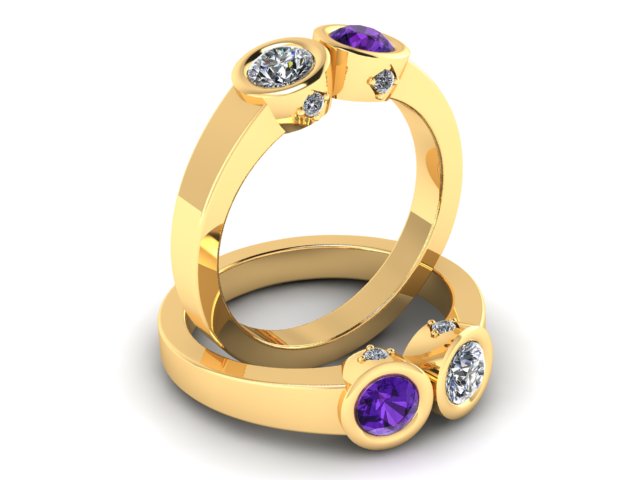 Christopher Michael Design with 2 Bezel Set Gemstones and Diamonds