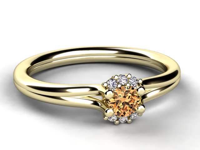 1 Gram Gold Forming Orange Stone with Diamond Delicate Design Ring - Style  A963 – Soni Fashion®
